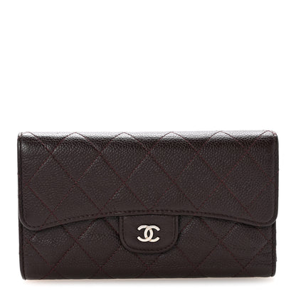 Chanel Caviar Quilted Large Flap Wallet Burgundy 1 of 12