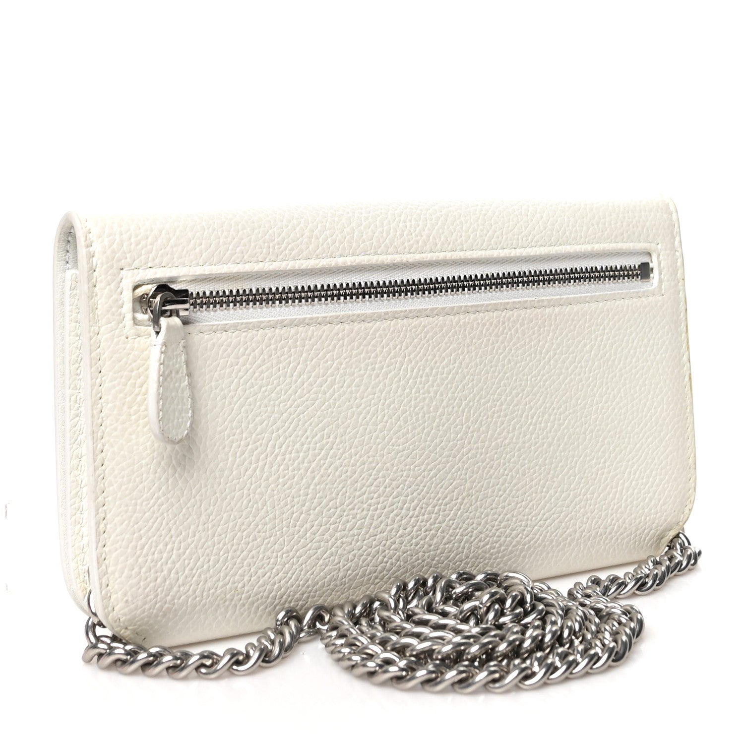 Balenciaga Grained Calfskin Logo Cash Phone Holder Wallet On Chain White Fluo Pink 2 of 7