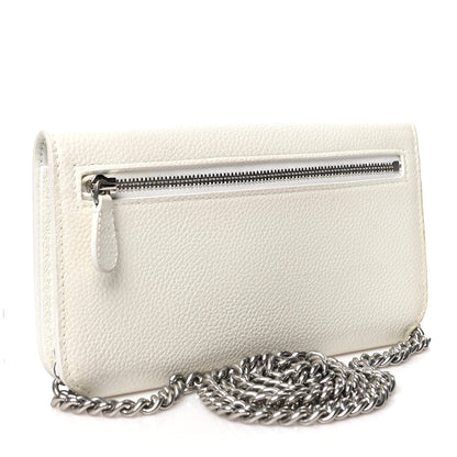 Balenciaga Grained Calfskin Logo Cash Phone Holder Wallet On Chain White Fluo Pink 2 of 7