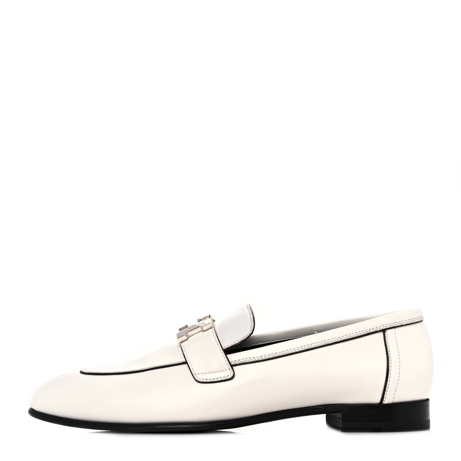 Hermes Calfskin Womens Paris Loafers 38.5 White 1 of 9