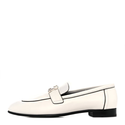 Hermes Calfskin Womens Paris Loafers 38.5 White 1 of 9