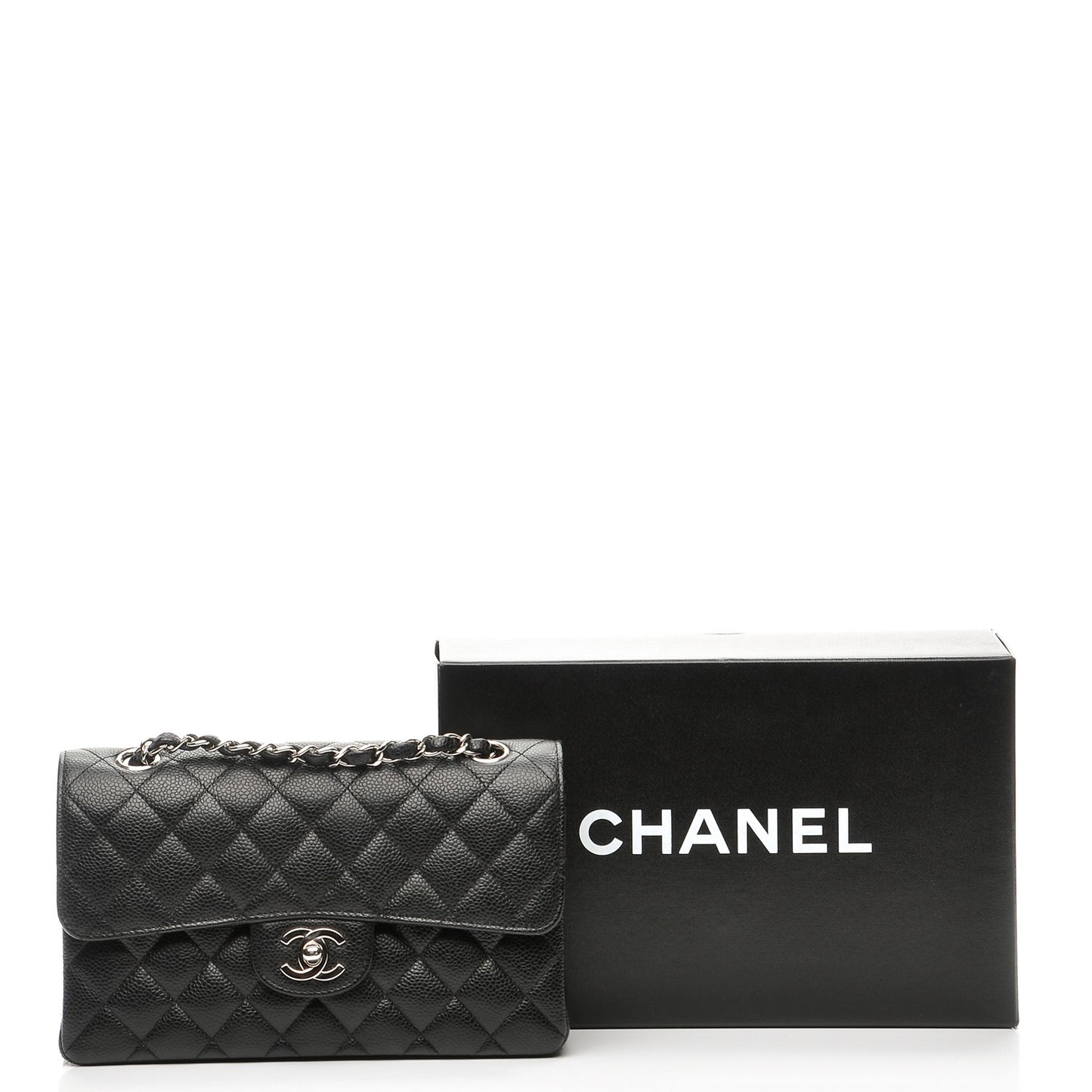 Caviar Quilted Small Double Flap Black