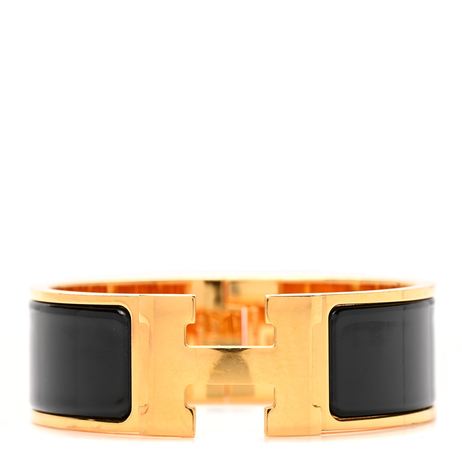 Hermes Enamel Wide Clic Clac H Bracelet GM Black 1 of 6