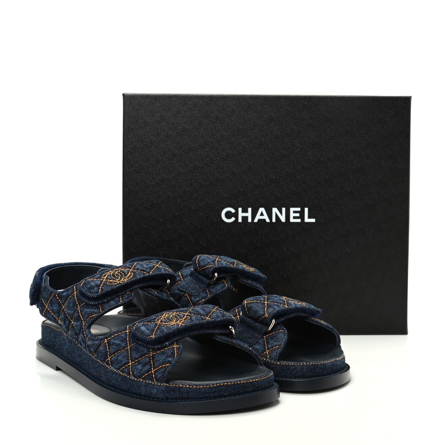 Chanel Denim Velcro Dad Sandals 40 Blue 11 of 11