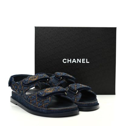 Chanel Denim Velcro Dad Sandals 40 Blue 11 of 11