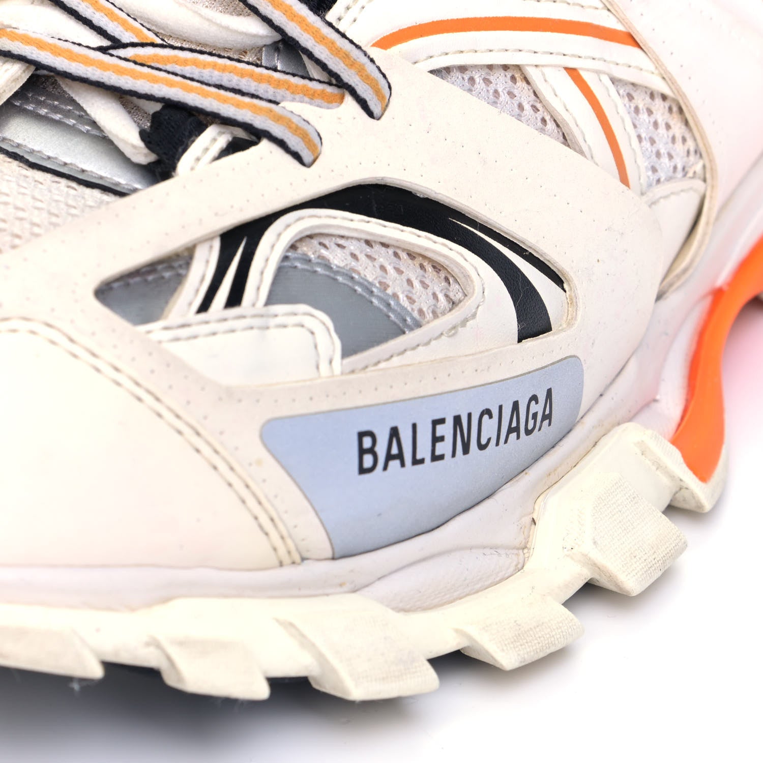 Balenciaga Mesh Nylon Mens Track Sneakers 44 White Orange 6 of 6