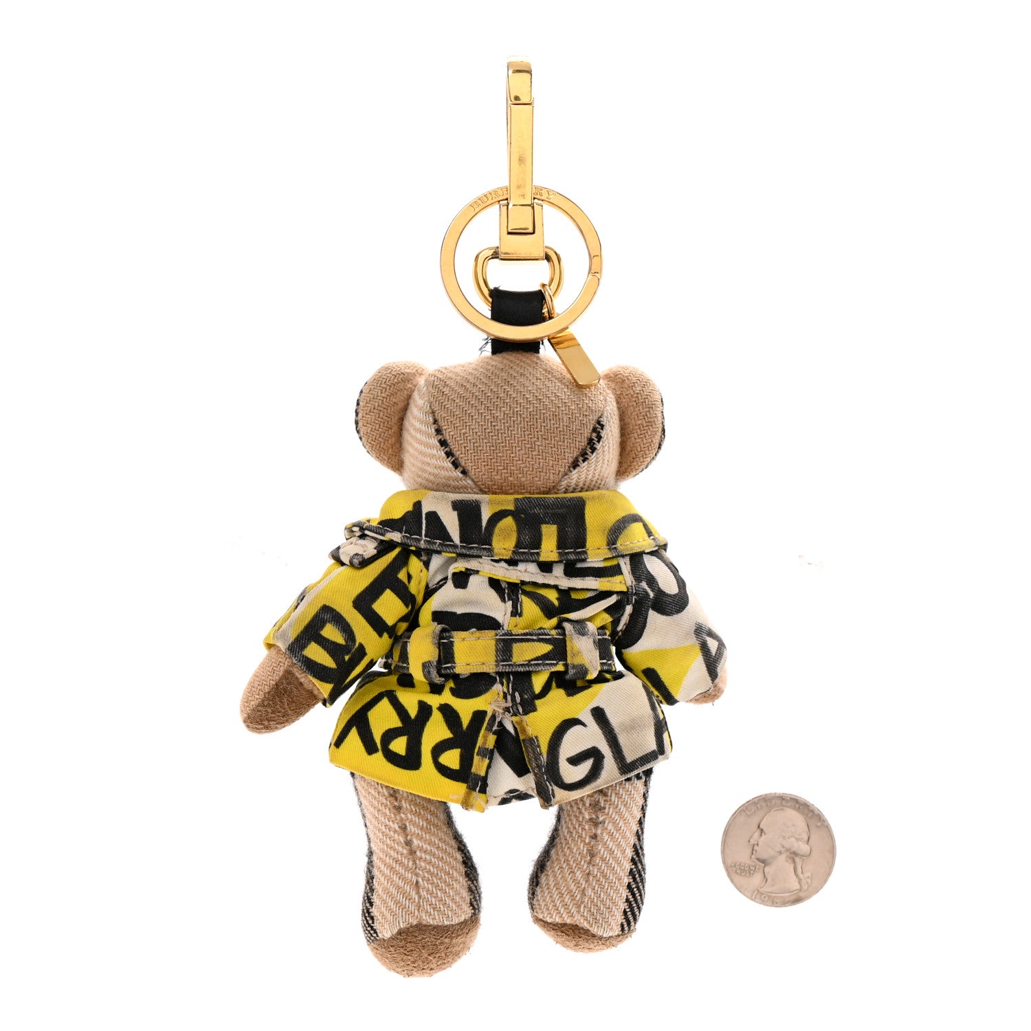 Burberry Cashmere Graffiti Print Thomas Trench Teddy Bear Keychain