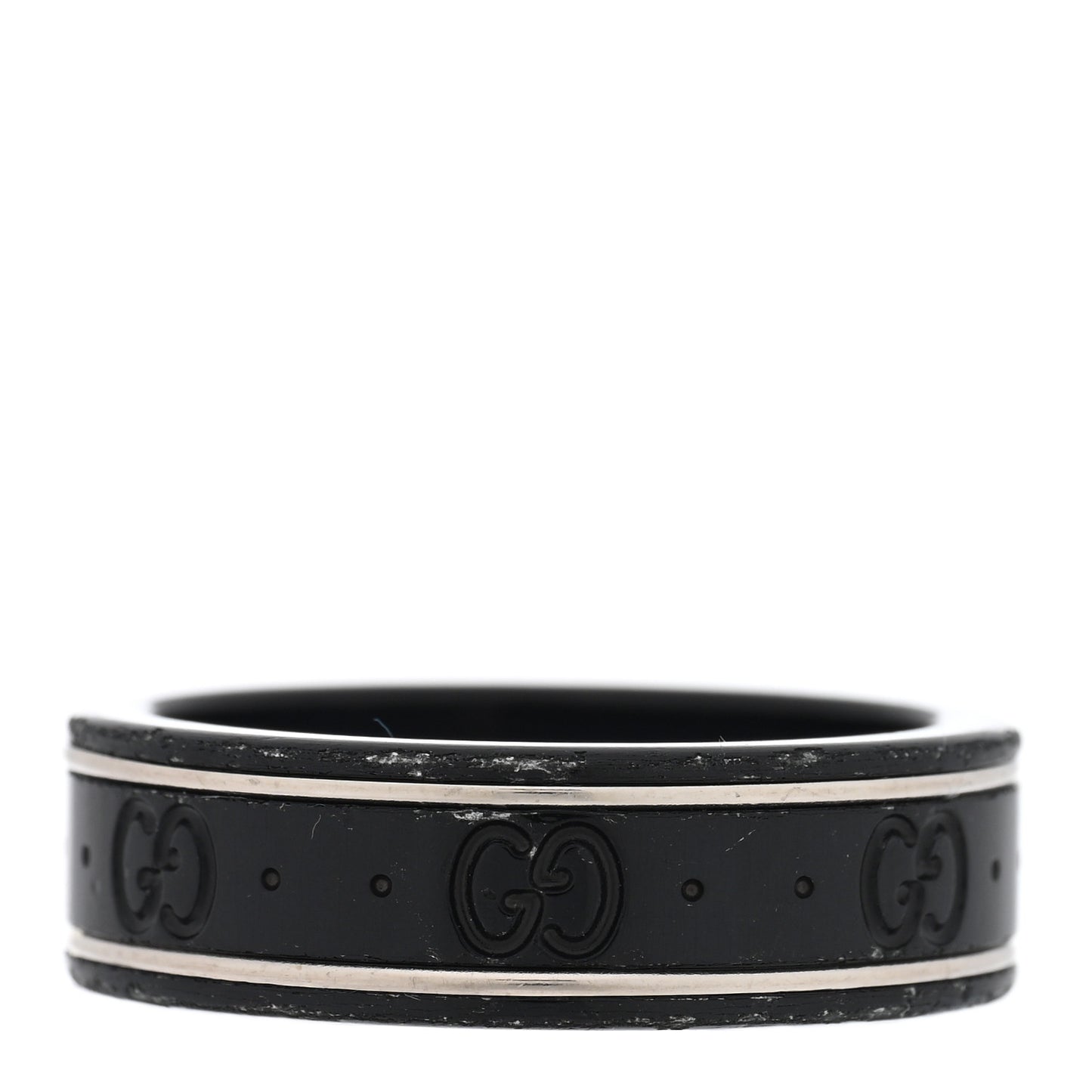 Black Synthetic Corundum 18K White Gold 7mm Icon Band Ring