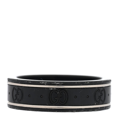 Gucci Black Synthetic Corundum 18K White Gold 7mm Icon Band Ring 3 of 4