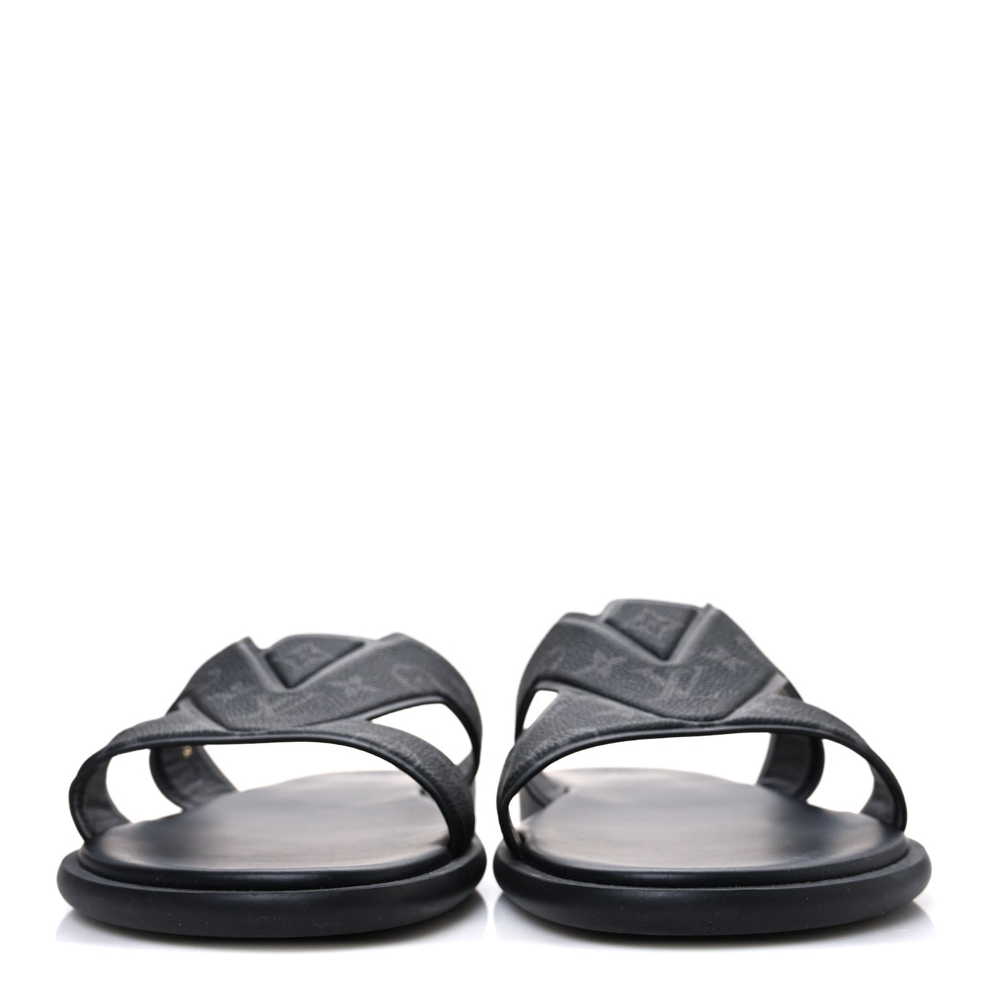 Monogram Eclipse Calfskin Mens LV Oasis Mules 12 Black