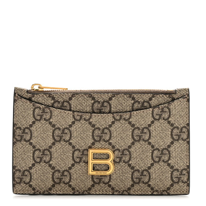 Gucci X BALENCIAGA GG Supreme Monogram Zip Card Case Beige Ebony 1 of 8