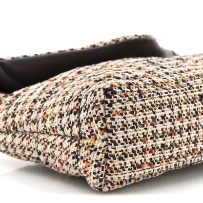 Saint Laurent Tweed Quilted Loulou Puffer Monogram Pouch Clutch Beige Umber Multicolor 10 of 10