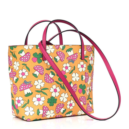 Gucci Canvas Childrens Flower Mushroom Print Tote Pink Yellow 2 of 4