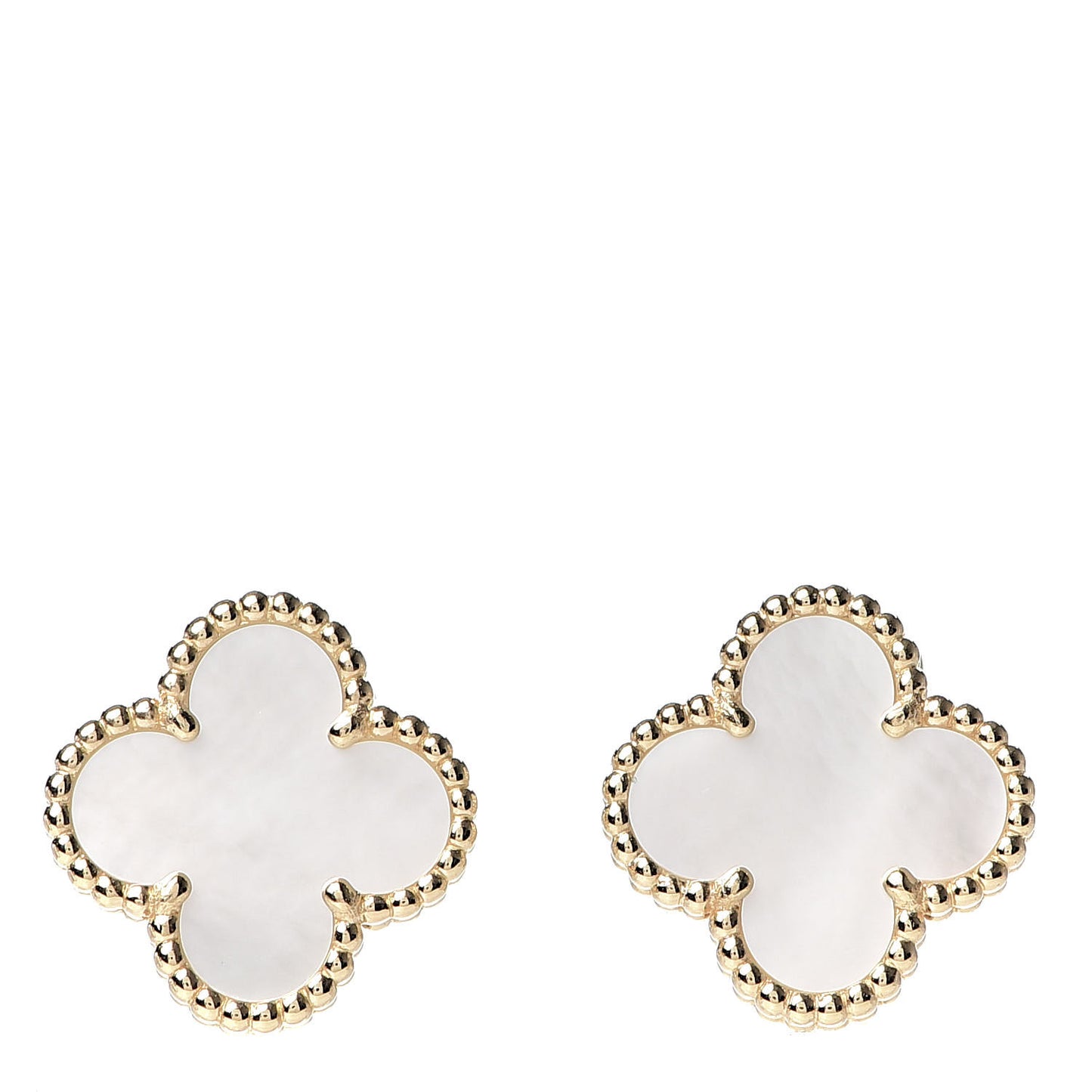 18K Yellow Gold Mother of Pearl Vintage Alhambra Earrings