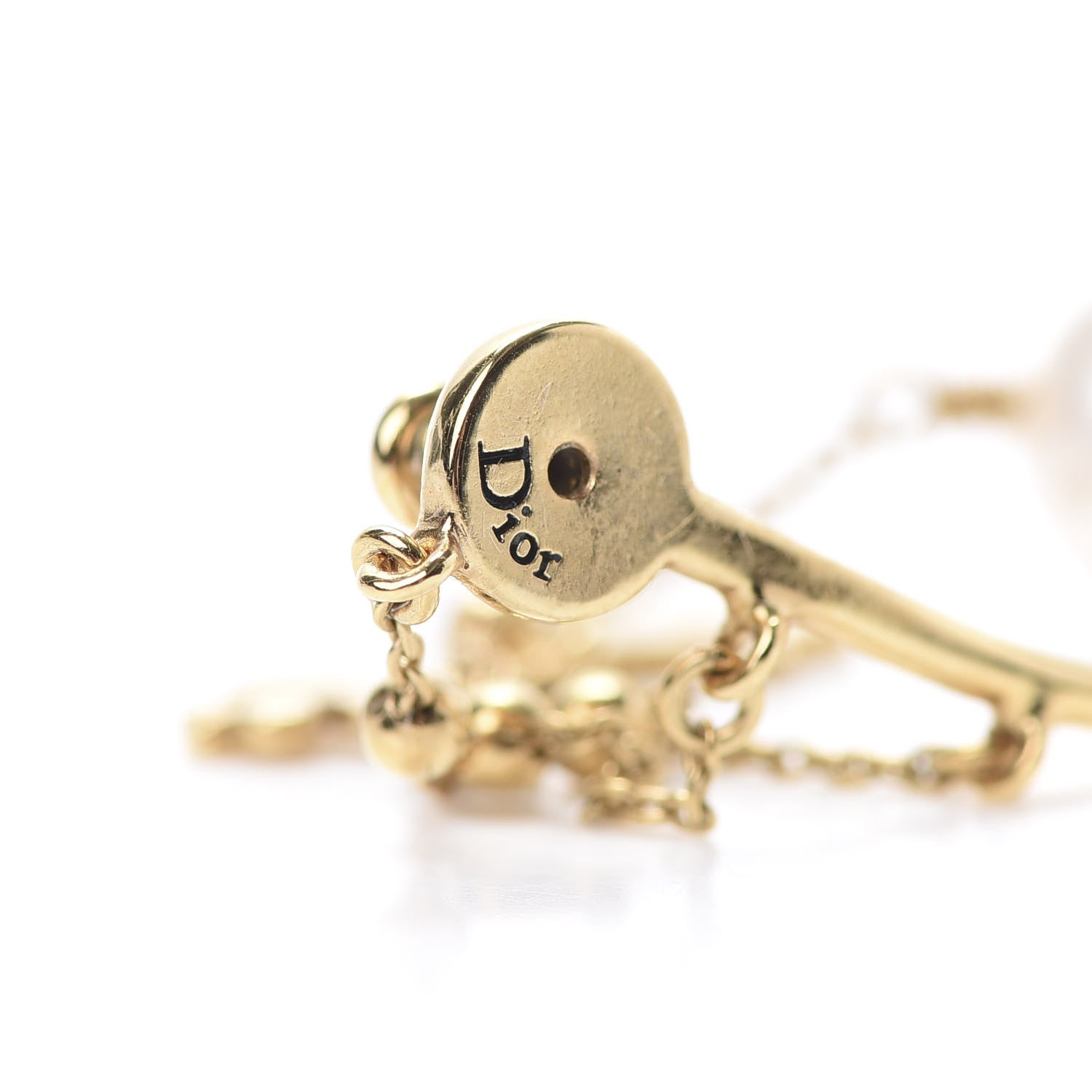 Christian Dior Pearl Shiny-D Earring Gold 4 of 5