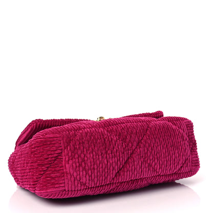 Chanel Corduroy Quilted Medium Chanel 19 Flap Dark Pink 4 of 8