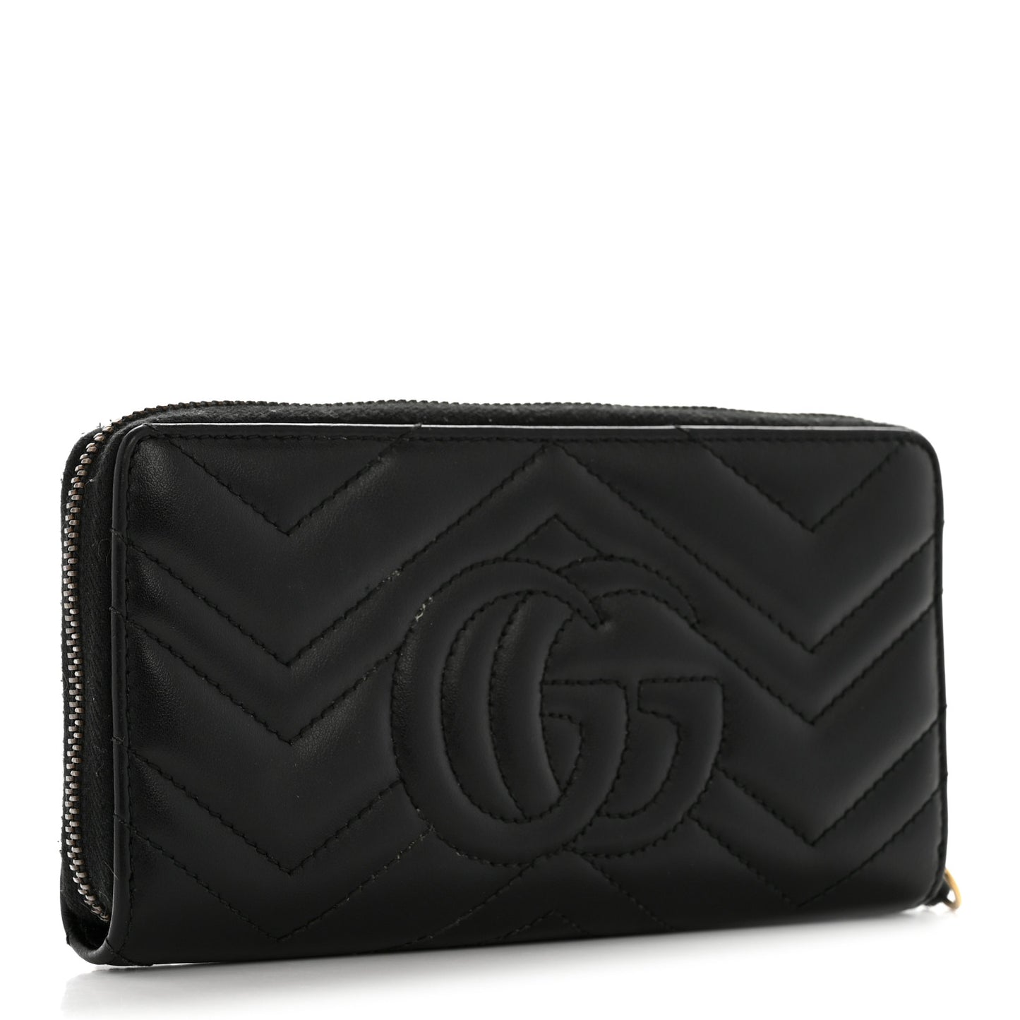 Calfskin Matelasse GG Marmont Zip Around Organizer Wallet Black