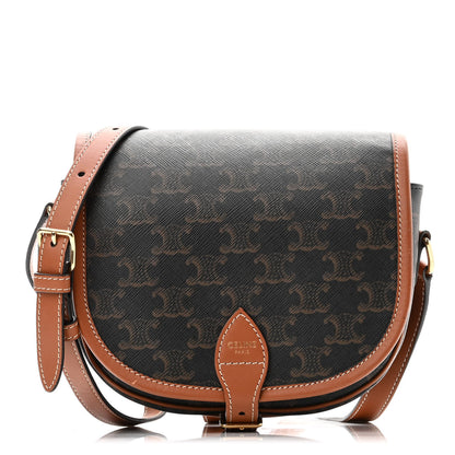 Celine Triomphe Canvas Medium Folco Bag Tan 1 of 10
