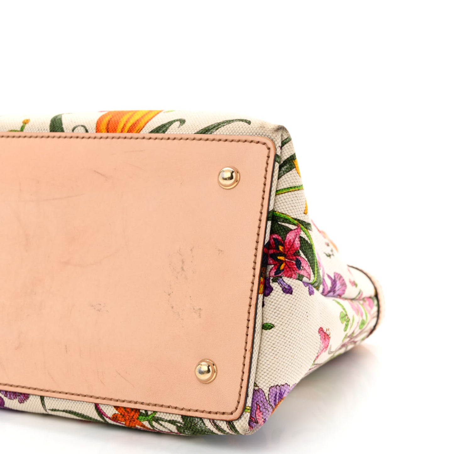 Canvas Floral Flora Bamboo Handle Bag