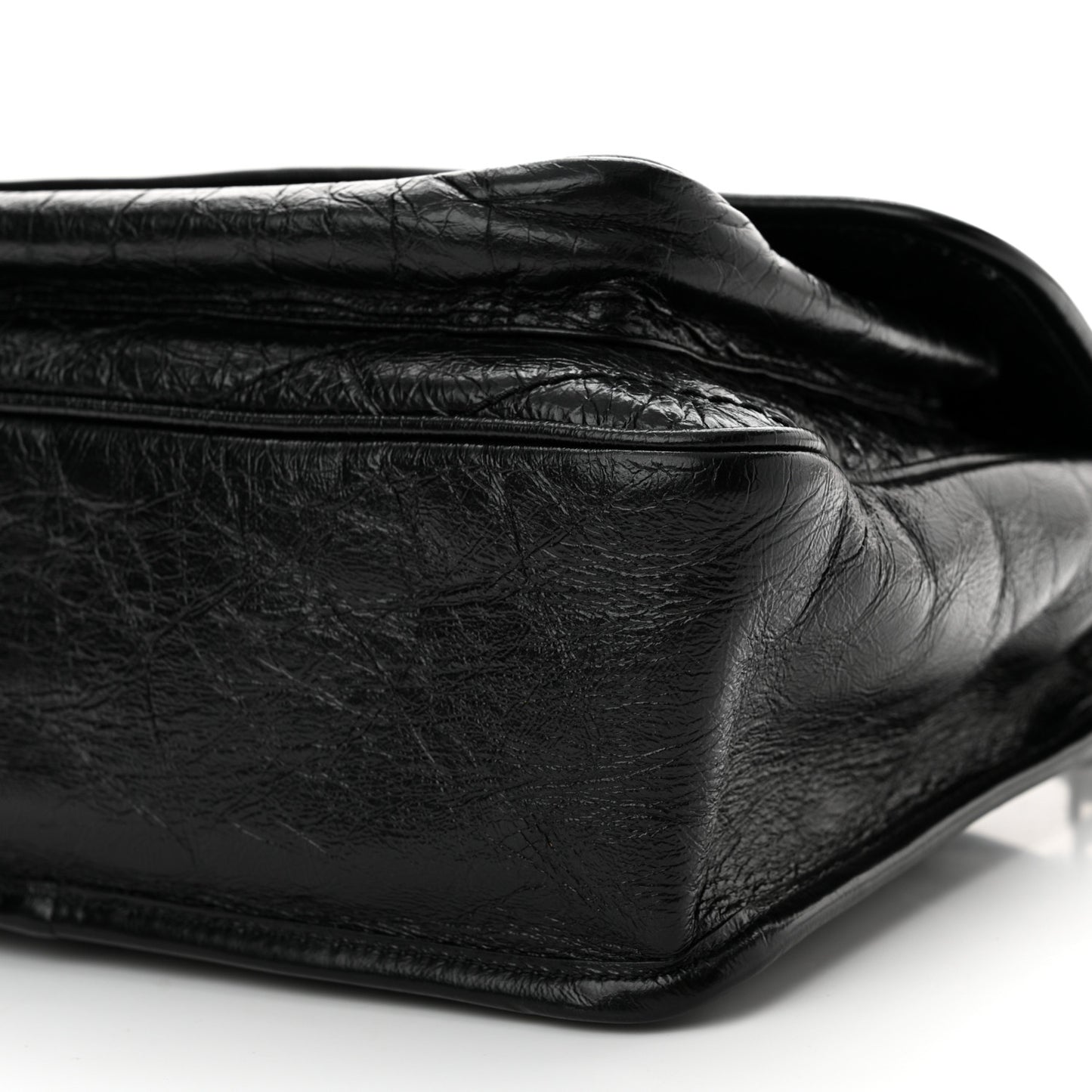 Crinkled Calfskin Matelasse Monogram Medium Niki Chain Satchel Black