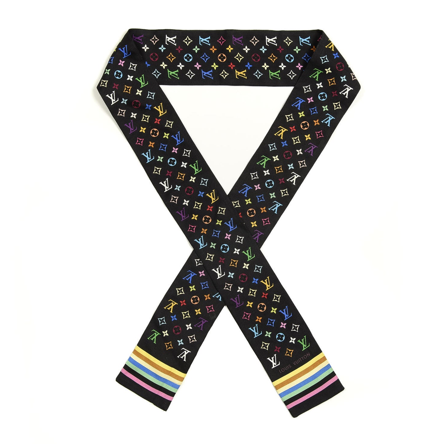 Silk Monogram Multicolor Bandeau Black