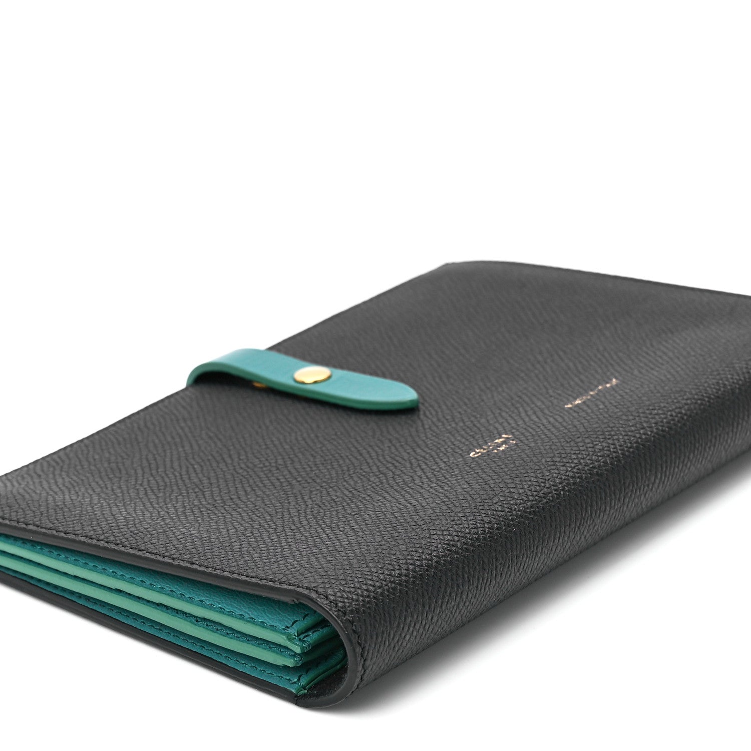 Celine Grained Calfskin Large Multifunction Strap Wallet Black Cactus 10 of 11