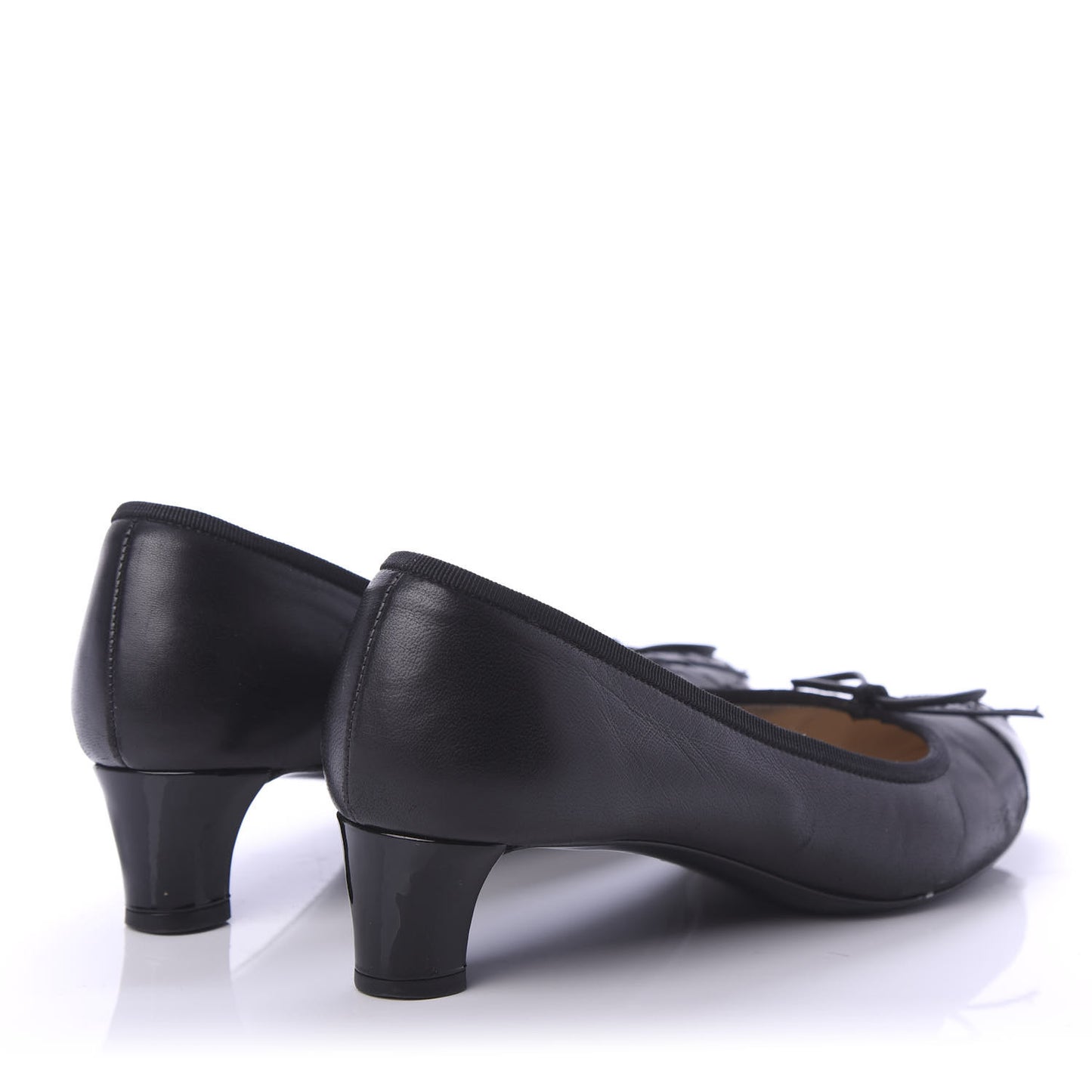 Lambskin Patent CC Cap Toe Pumps 38 Black
