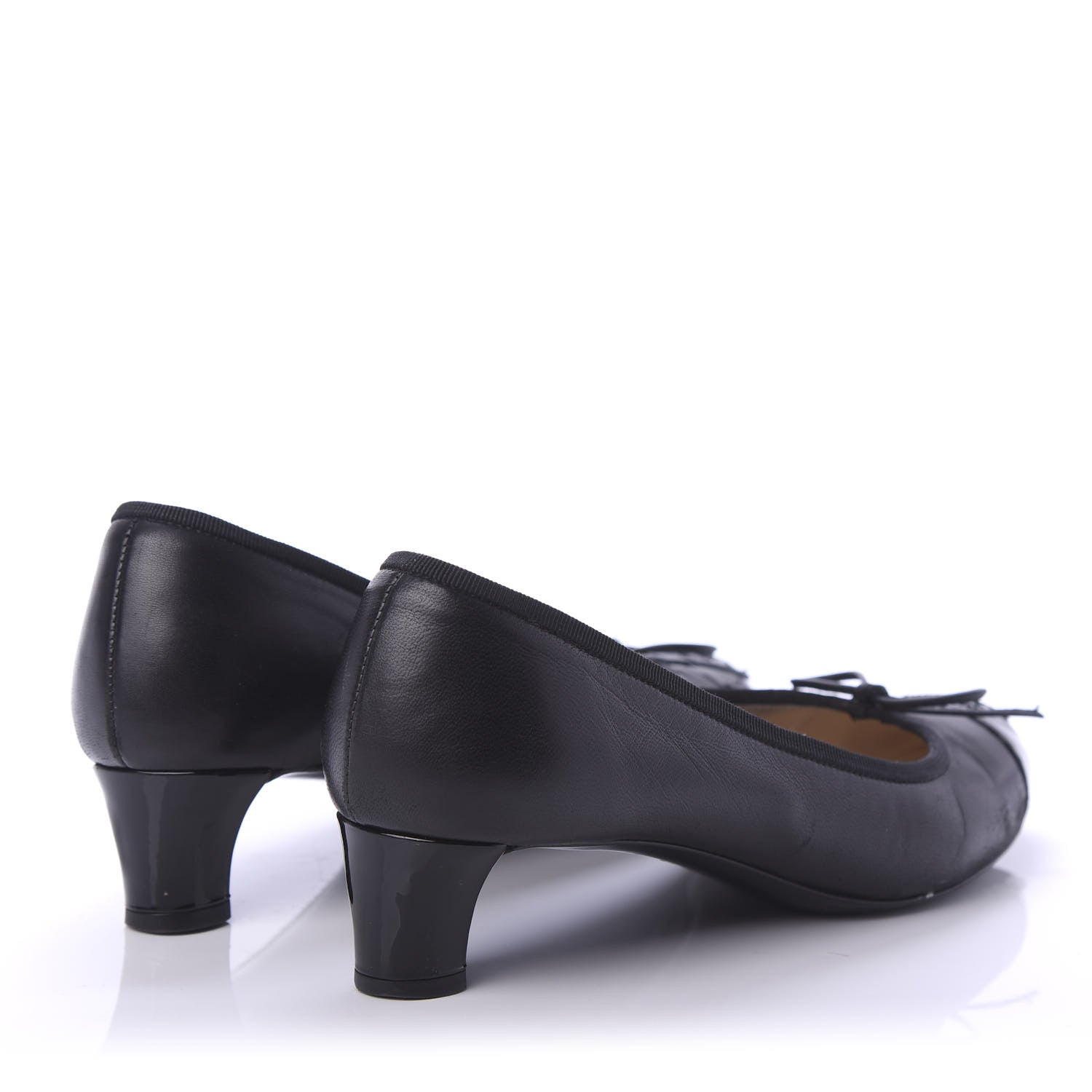 Chanel Lambskin Patent CC Cap Toe Pumps 38 Black 4 of 9