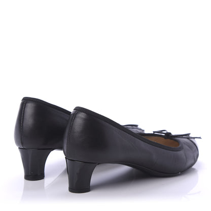 Chanel Lambskin Patent CC Cap Toe Pumps 38 Black 4 of 9