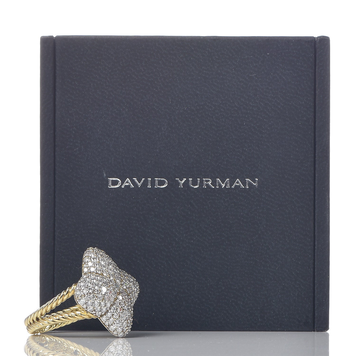 David Yurman 18K Yellow Gold Pave Diamond 23mm Quatrefoil Ring 54 7 6 of 6