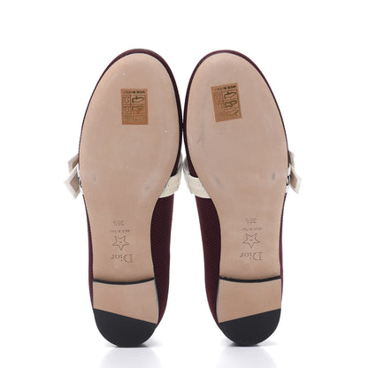 Christian Dior Fabric Ribbon Embroidered J'Adior Ballet Flats 35.5 Rouge Black 5 of 9
