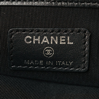 Chanel Calfskin Crocodile Embossed Quilted Medium Gabrielle Cosmetic Case Black 6 of 11