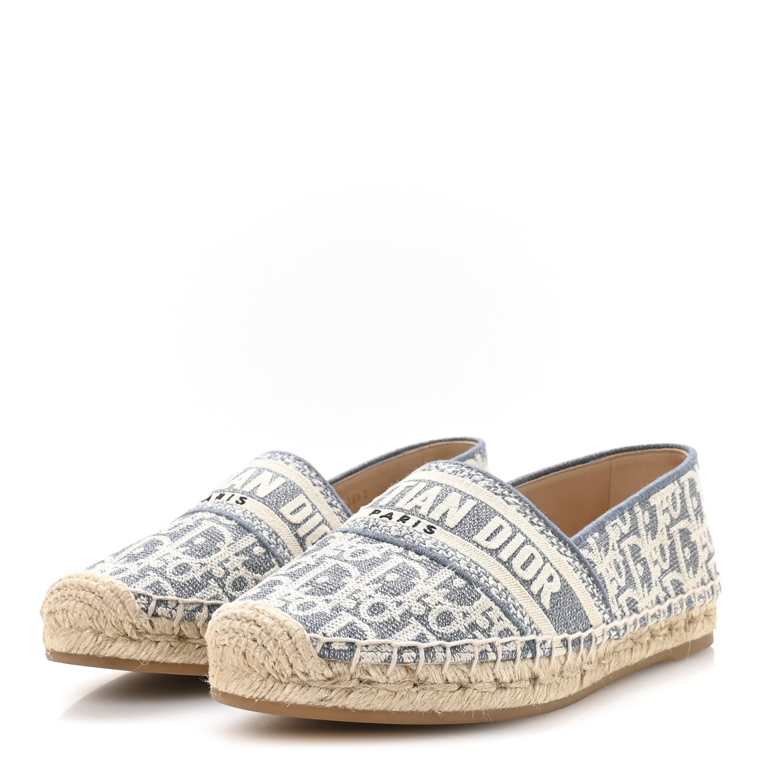Christian Dior Oblique Chambray Raffia Effect Granville 15mm Espadrilles 38.5 Chambray Blue Ecru 4 of 9