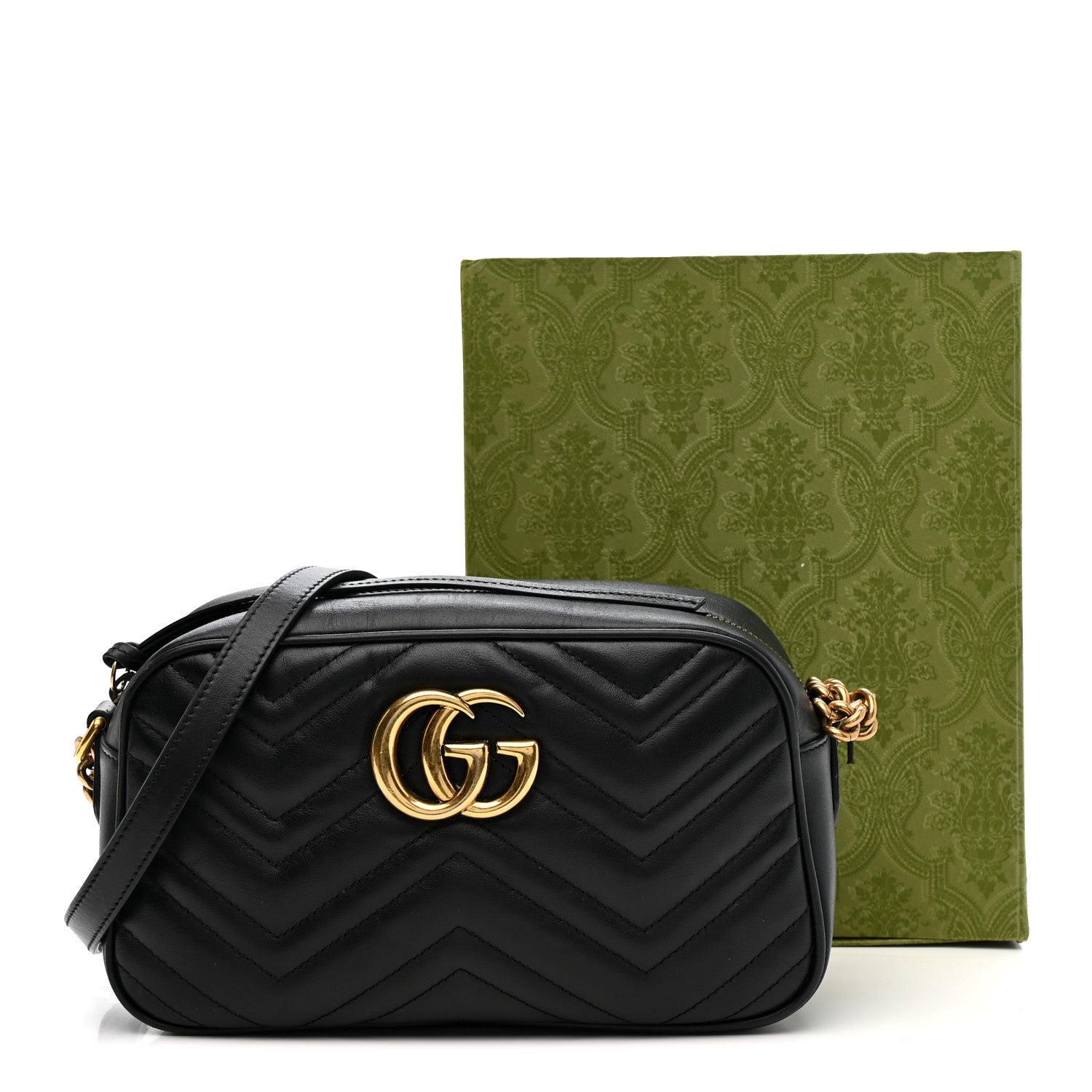 Gucci Calfskin Matelasse Small GG Marmont Chain Shoulder Bag Black 12 of 12