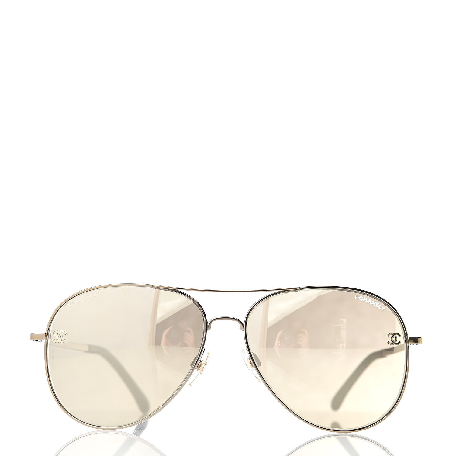 Chanel Metal Aviator CC Sunglasses 4189-T-Q Gold 2 of 8