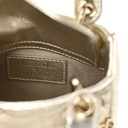 Christian Dior Metallic Lambskin Cannage Micro DiorAmour Lady Dior Gold 6 of 10