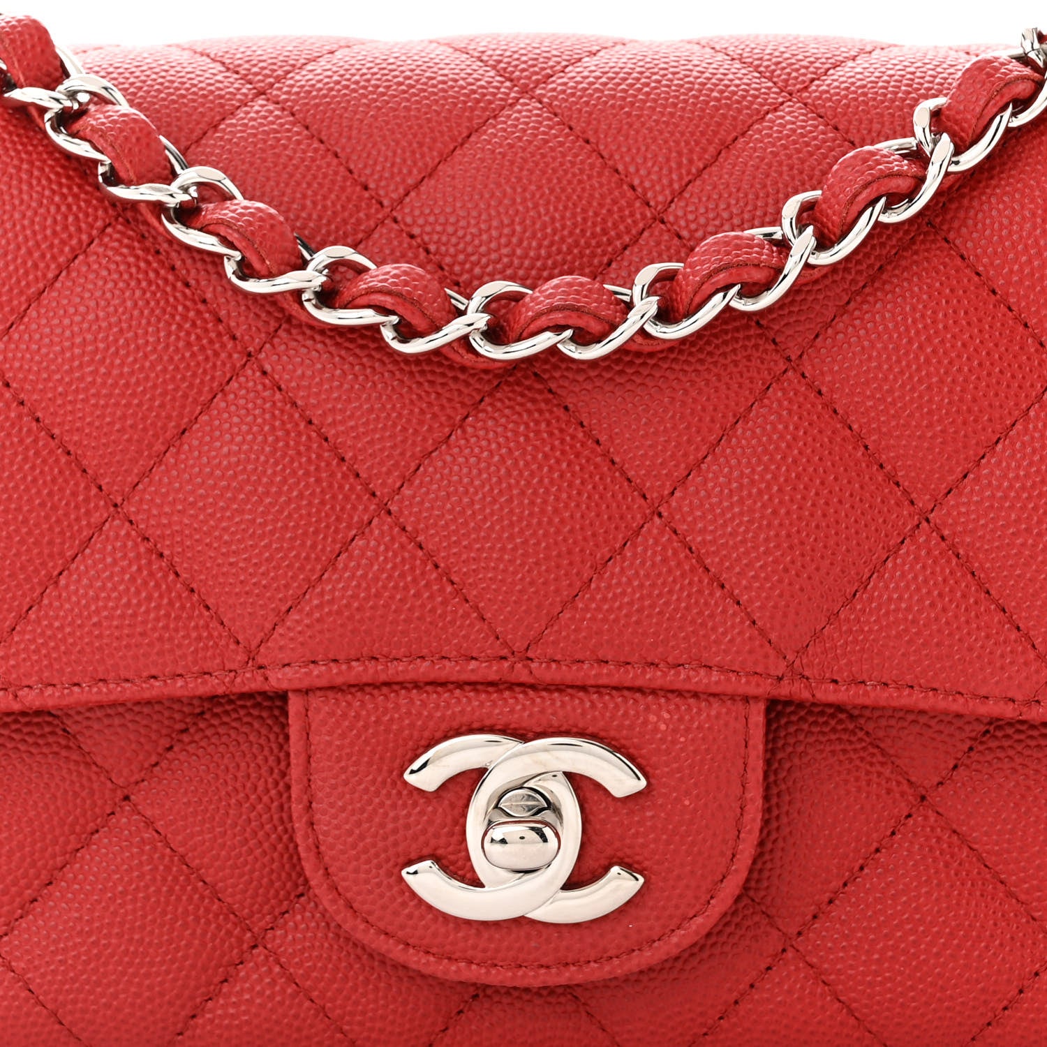 Chanel Caviar Quilted Mini Rectangular Flap Red 8 of 11