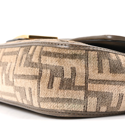 Fendi Chenille Vitello Seta FF Embroidered Baguette Tortora 10 of 10