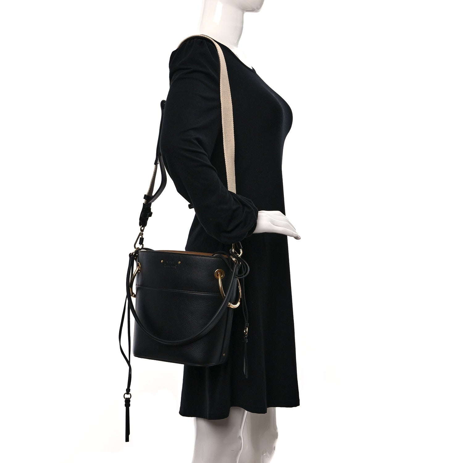 Chloe Smooth Calfskin Small Roy Bucket Bag Black 2 of 11