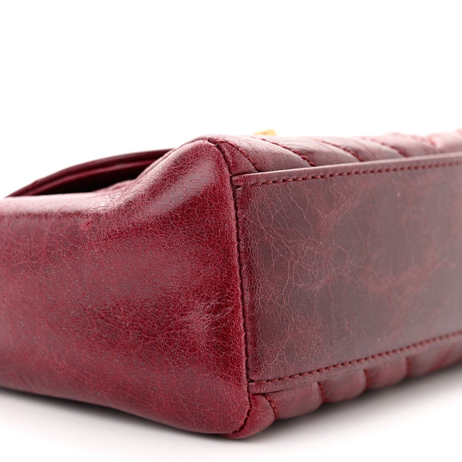 Chanel Glazed Calfskin Chevron Quilted Small Hampton Flap Burgundy 9 of 10