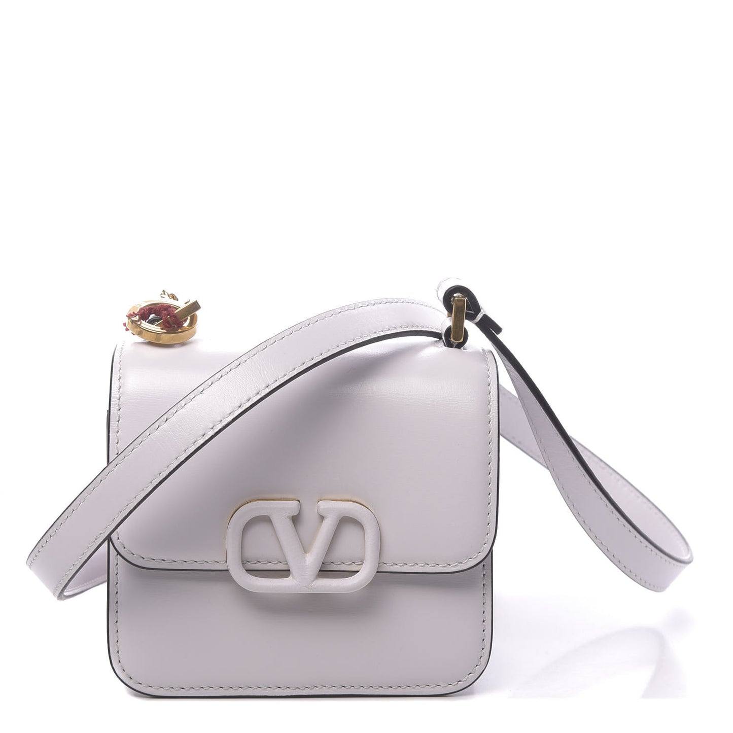Smooth Calfskin Micro VSling Shoulder Bag White