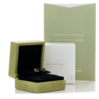 Van Cleef & Arpels 18K Yellow Gold Black Onyx Sweet Alhambra Earrings 5 of 5