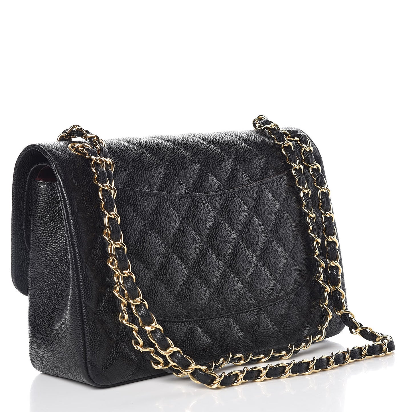 Caviar Quilted Jumbo Double Flap Black