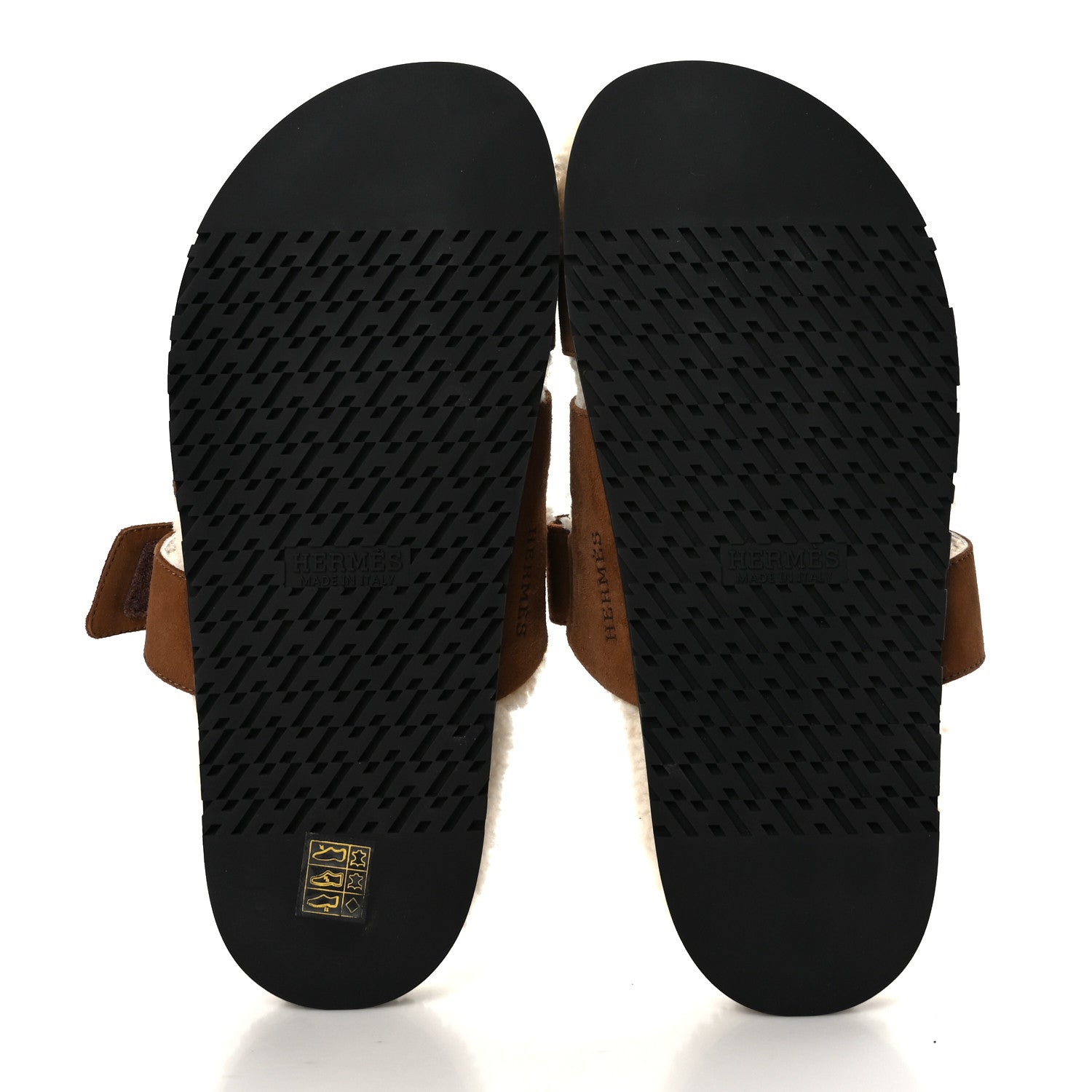 Hermes Suede Goatskin Woolskin Mens Chypre Sandals 40 Brun Fume Ecru 5 of 7