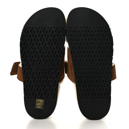 Hermes Suede Goatskin Woolskin Mens Chypre Sandals 40 Brun Fume Ecru 5 of 7