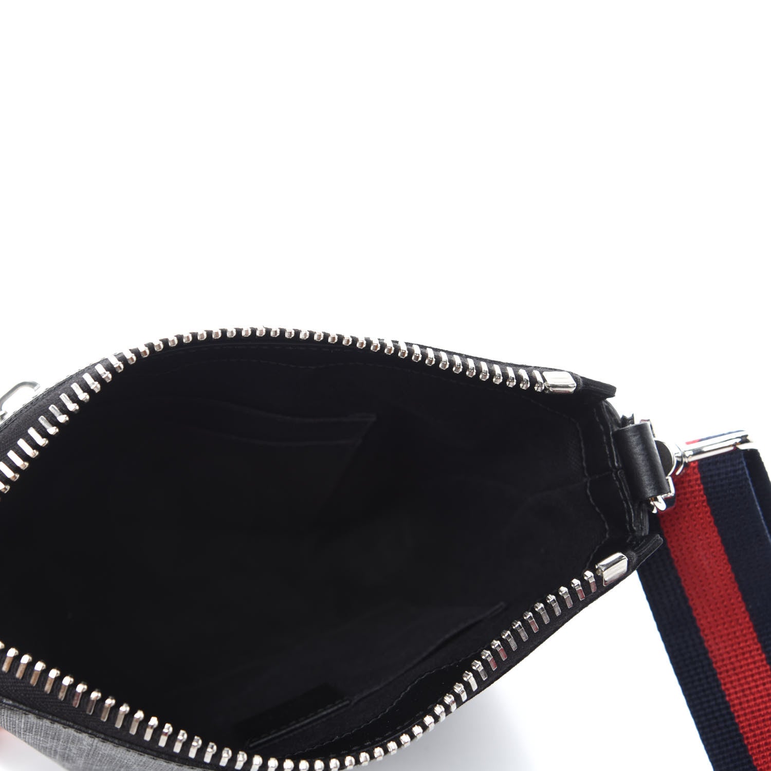 Gucci GG Supreme Monogram Web Small Flat Messenger Bag Black Grey 5 of 11