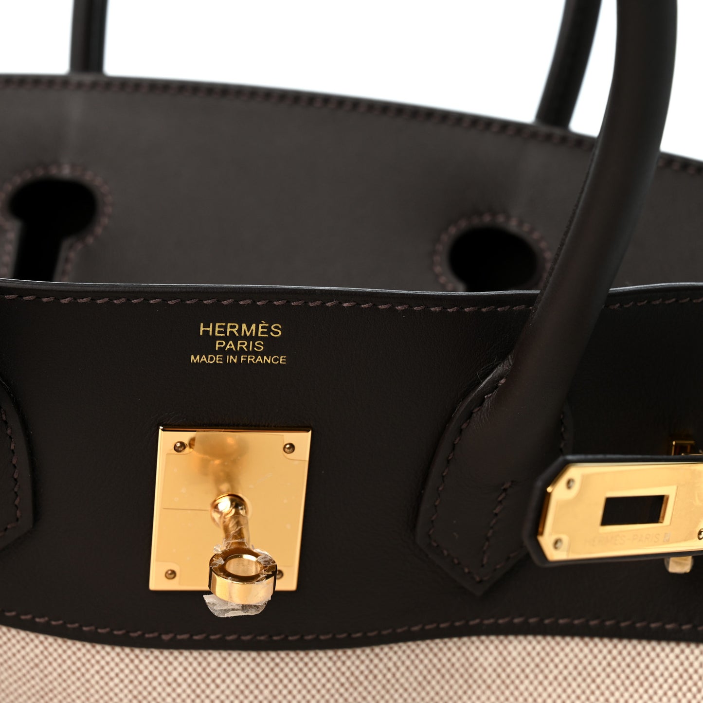 Toile H Swift Birkin 30  Ecru Bai Brun