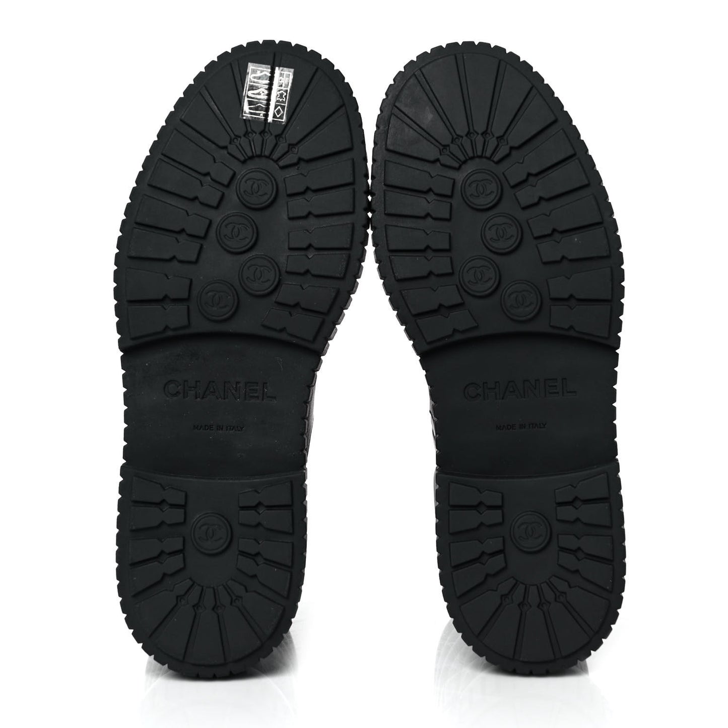 Calfskin Grosgrain Quilted Lace Up Boots 38 Black Grey