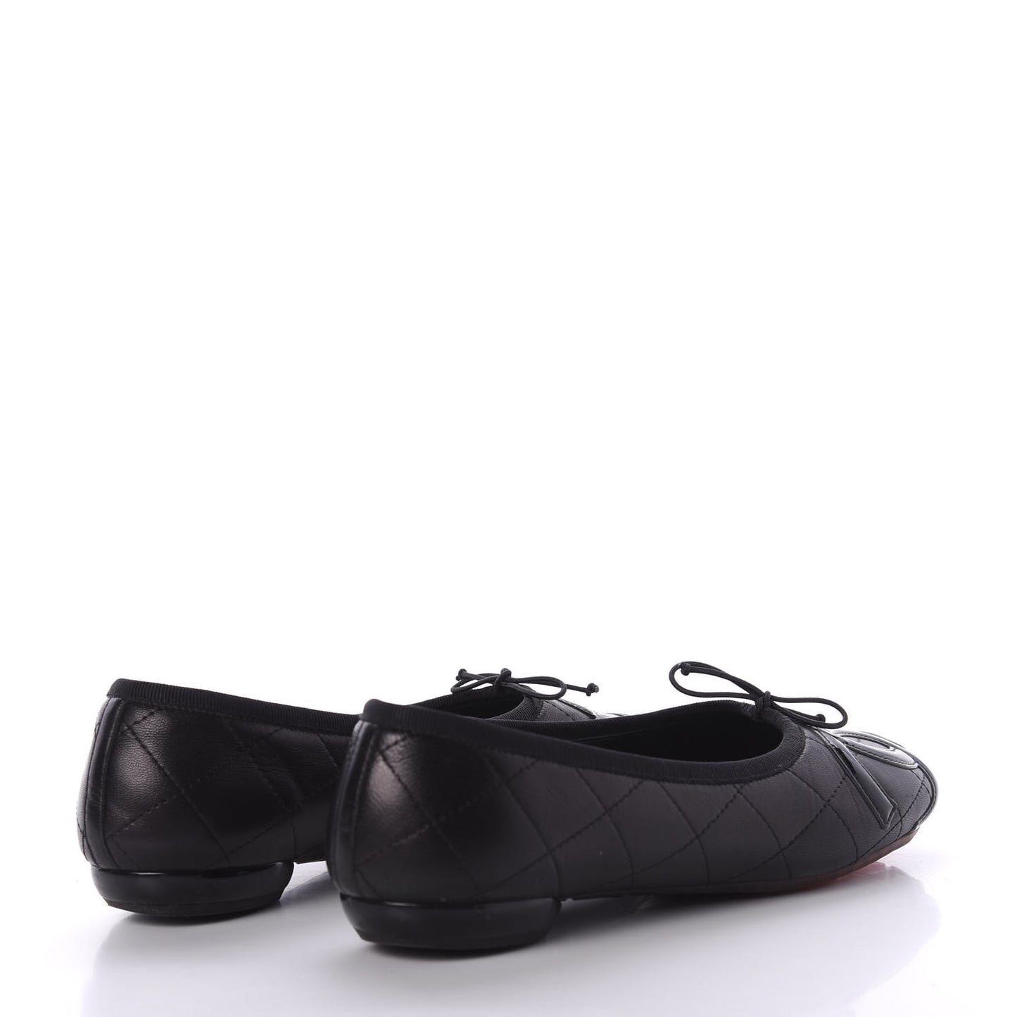 Lambskin Quilted Cambon Ballerina Flats 38 Black