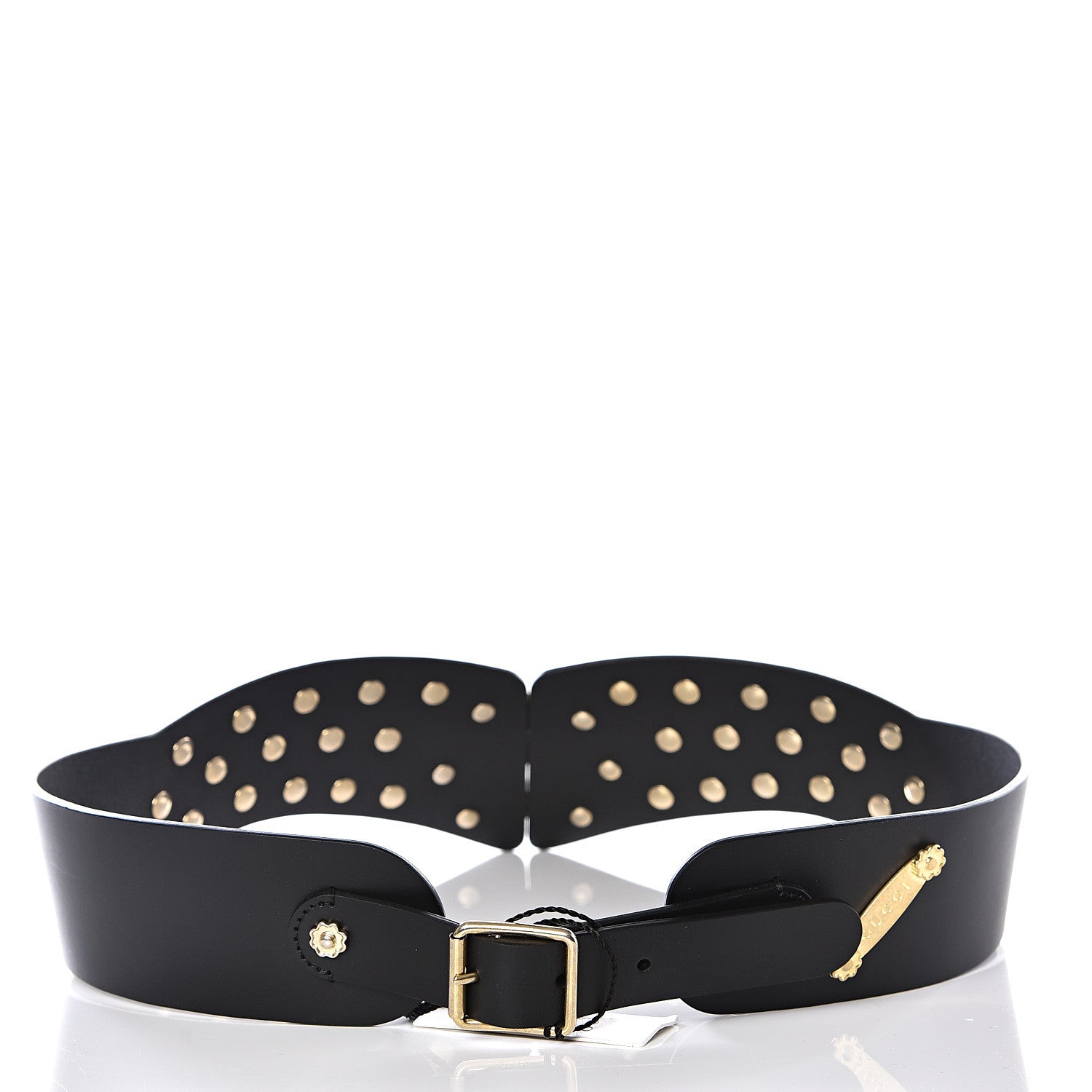 Gucci Calfskin Studded Torchon GG Marmont Selleria Belt 90 36 Black Multicolor 2 of 4
